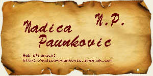 Nadica Paunković vizit kartica
